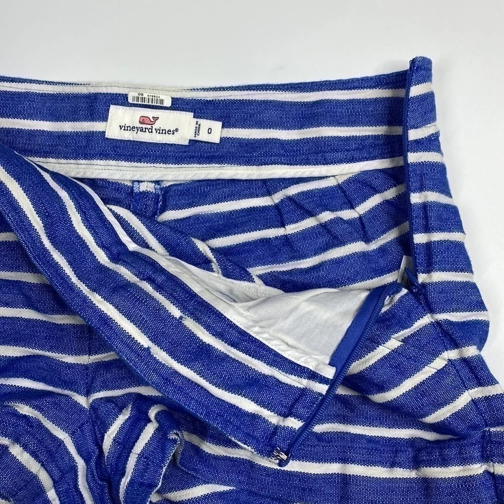 Vineyard Vines Cotton Linen Striped Nautical Sailor Shorts Size 0